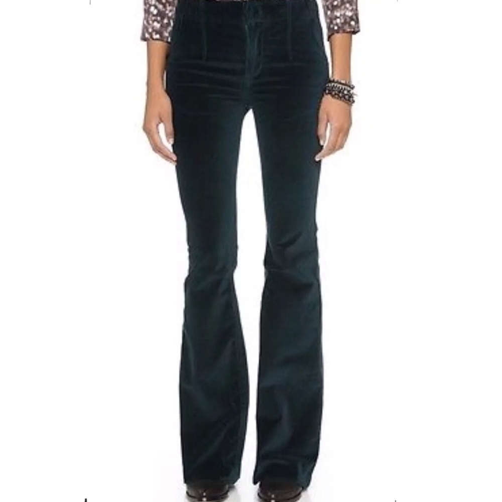 New Free People Green Velvet Flare Pants